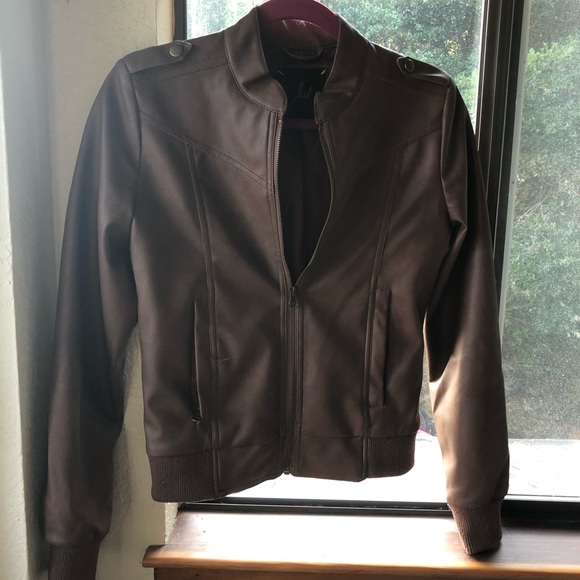 Brown Pleather Jacket - Picture 4 of 6